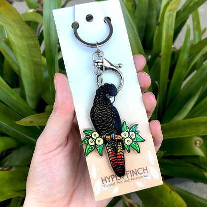 Red-tailed Black Cockatoo Keychain