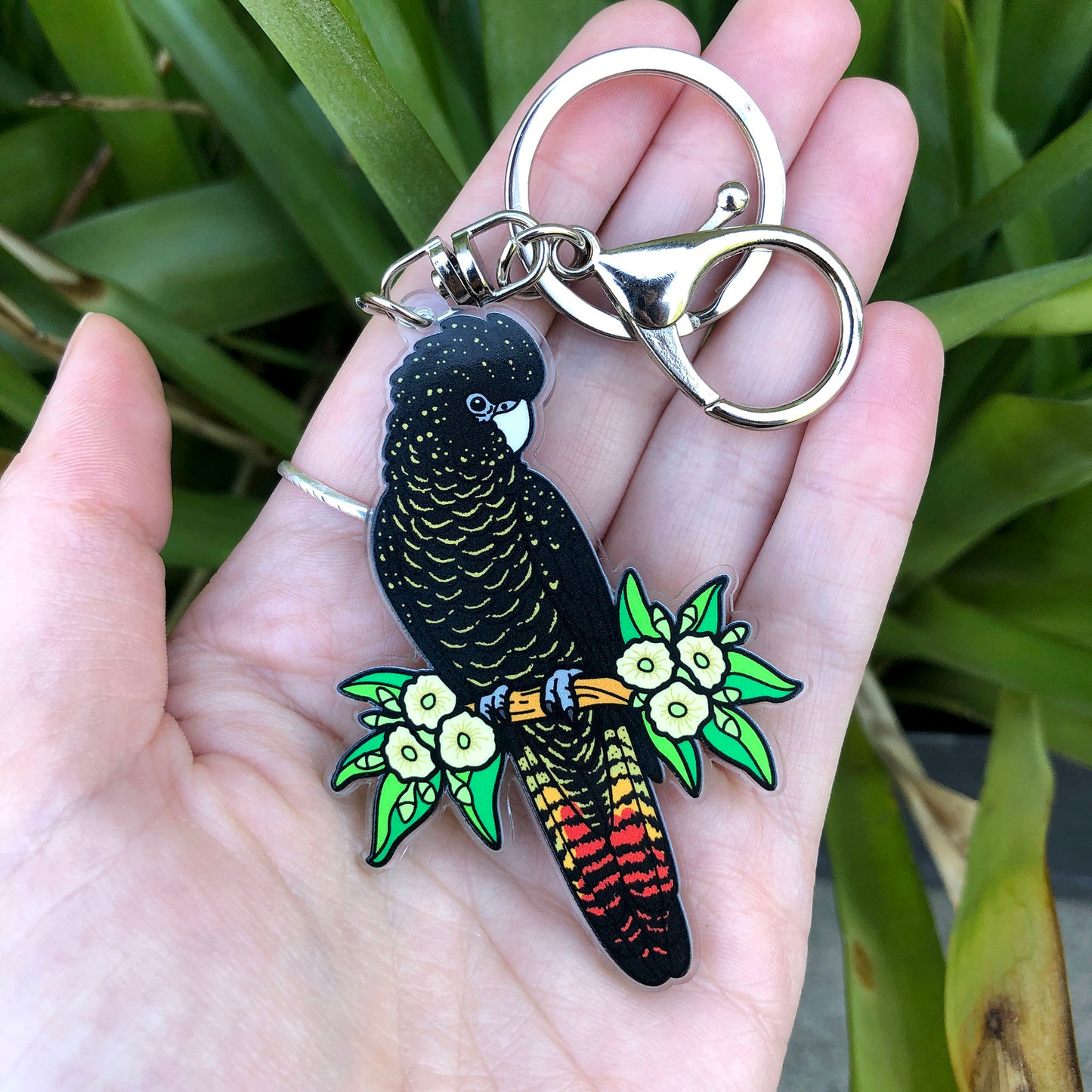 Red-tailed Black Cockatoo Keychain