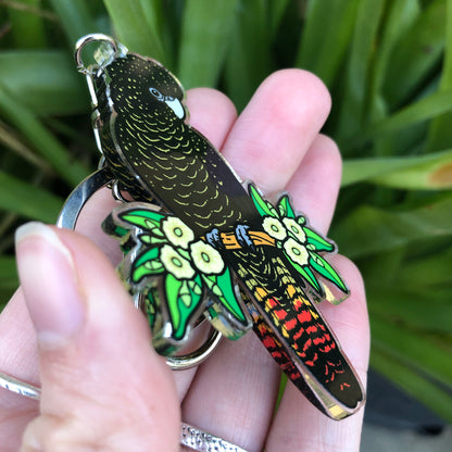 Red-tailed Black Cockatoo Keychain