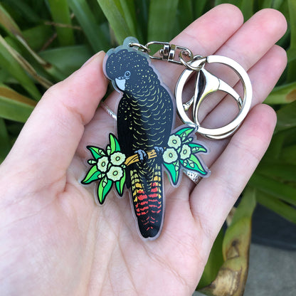 Red-tailed Black Cockatoo Keychain