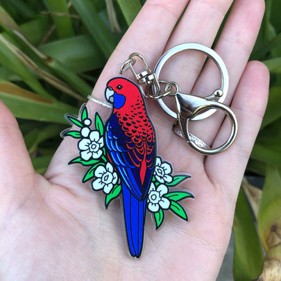 Crimson Rosella Keychain