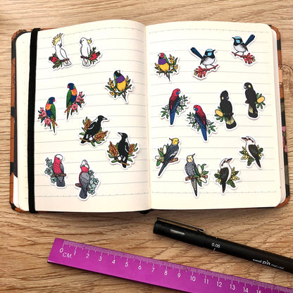 Australian Birds Mini Sticker Pack (20 pack)