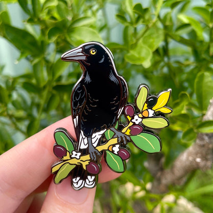 Pied Currawong Enamel Pin