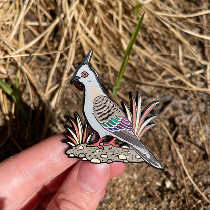 Crested Pigeon Enamel Pin