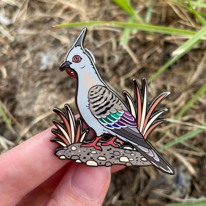 Crested Pigeon Enamel Pin