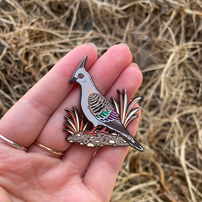 Crested Pigeon Enamel Pin