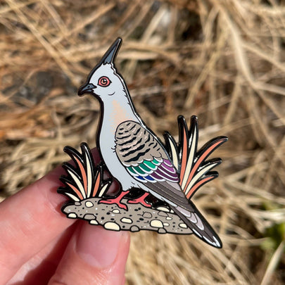 Crested Pigeon Enamel Pin