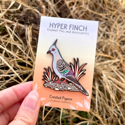 Crested Pigeon Enamel Pin