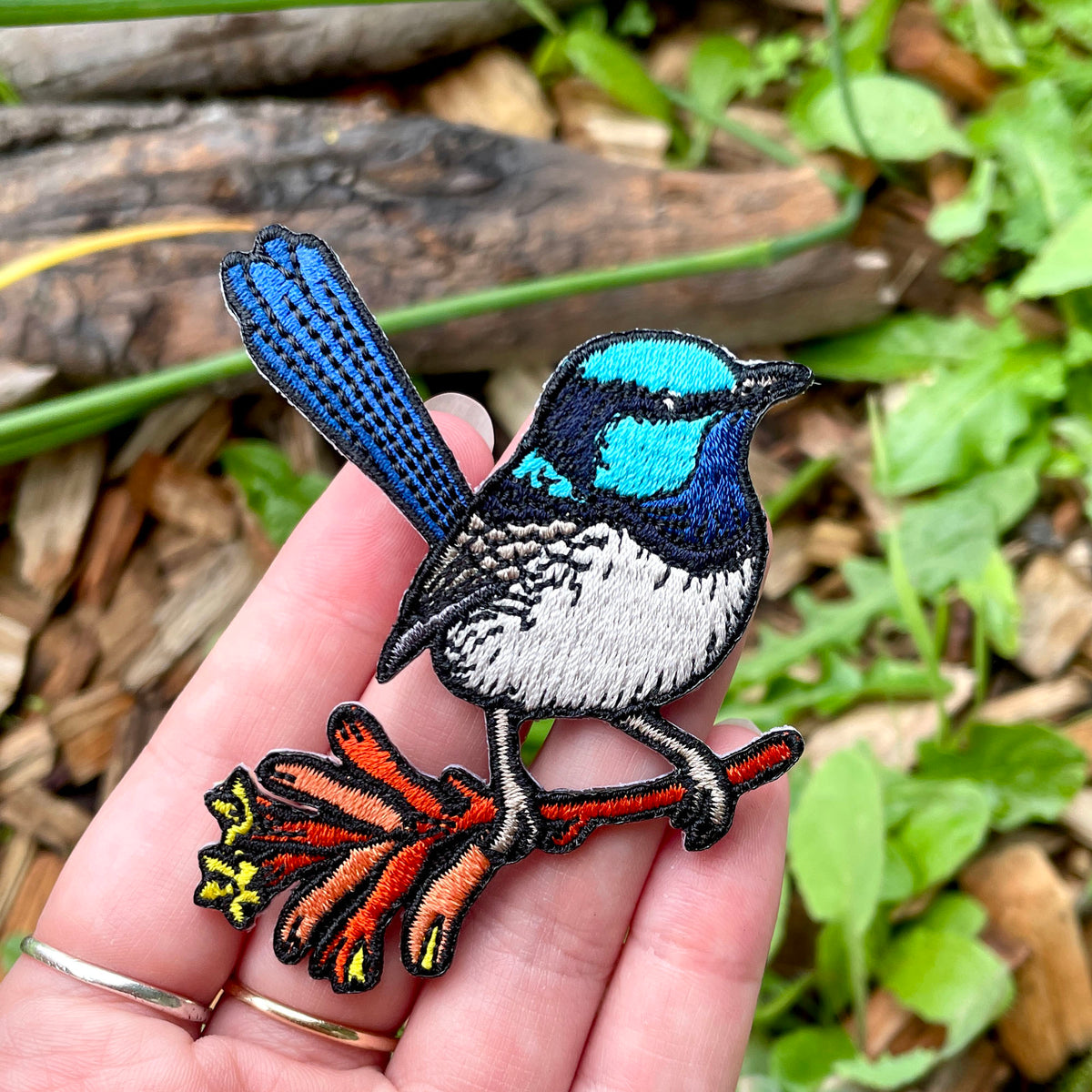 Superb Fairywren Embroided Iron on Patch