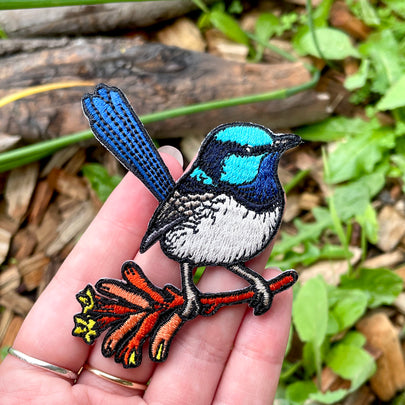 Superb Fairywren Embroided Iron on Patch