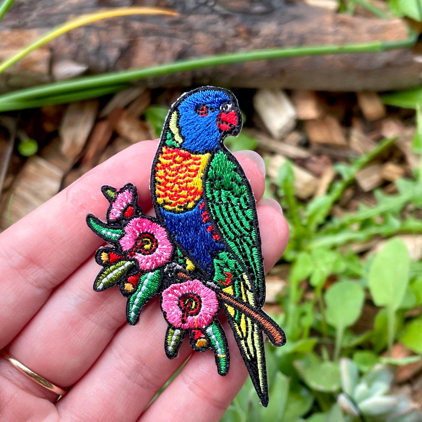 Rainbow Lorikeet Embroided Iron on Patch