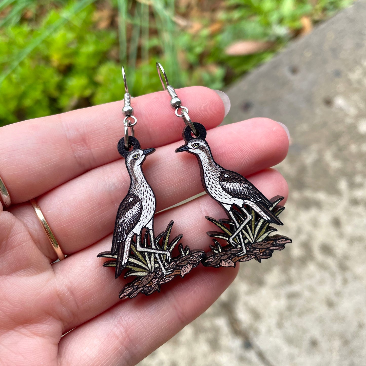 Bush Stone-curlew Wooden Earrings