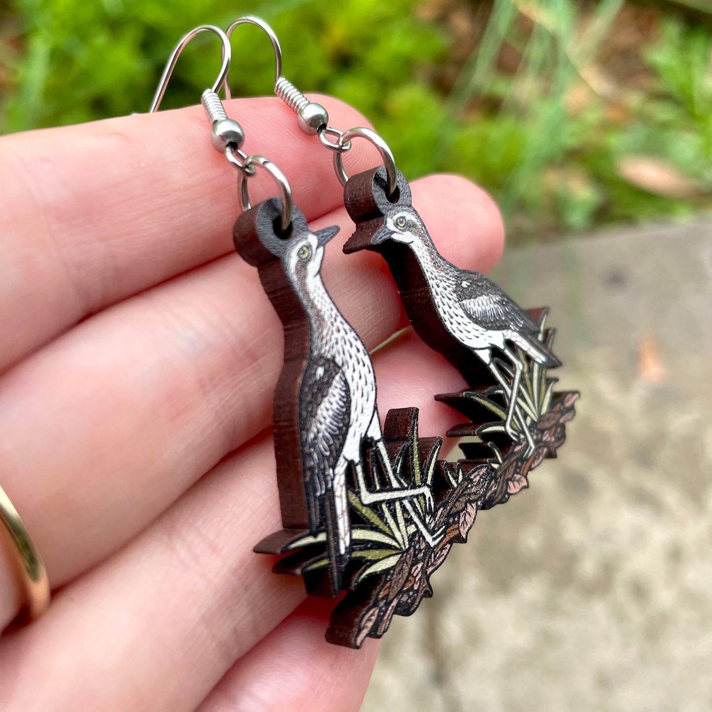 Bush Stone-curlew Wooden Earrings