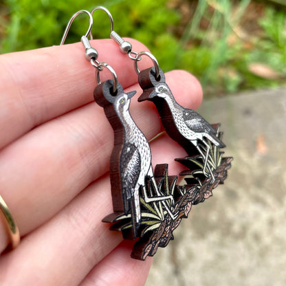 Bush Stone-curlew Wooden Earrings