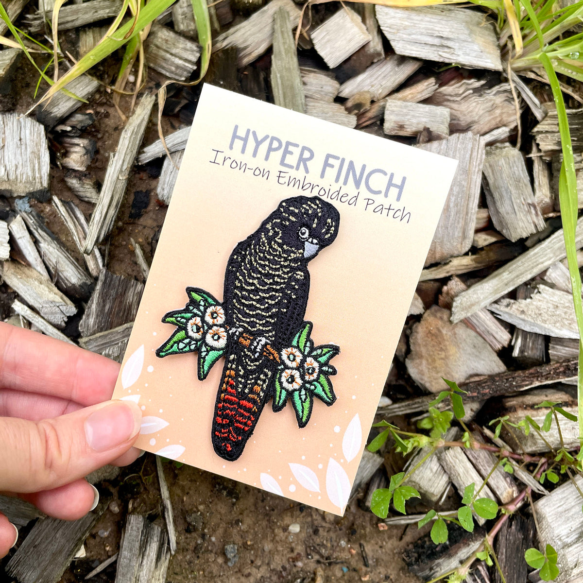 Red-tailed Black Cockatoo (Female) Embroided Iron on Patch