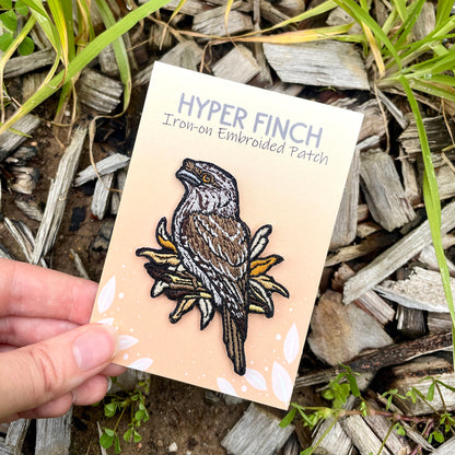 Tawny Frogmouth Embroided Iron on Patch