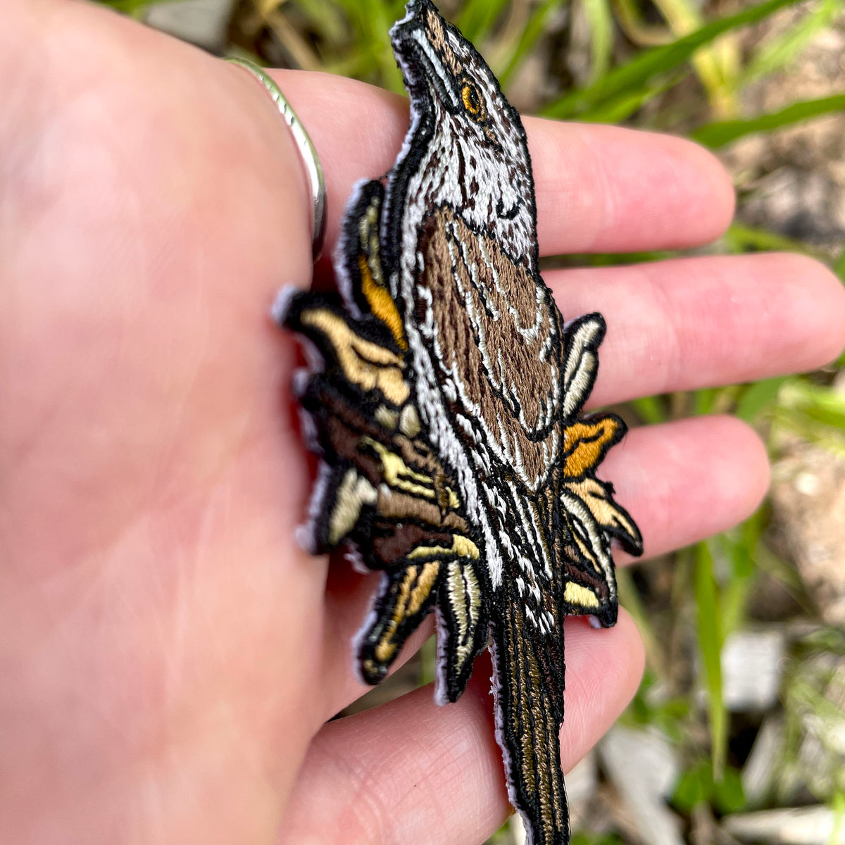 Tawny Frogmouth Embroided Iron on Patch