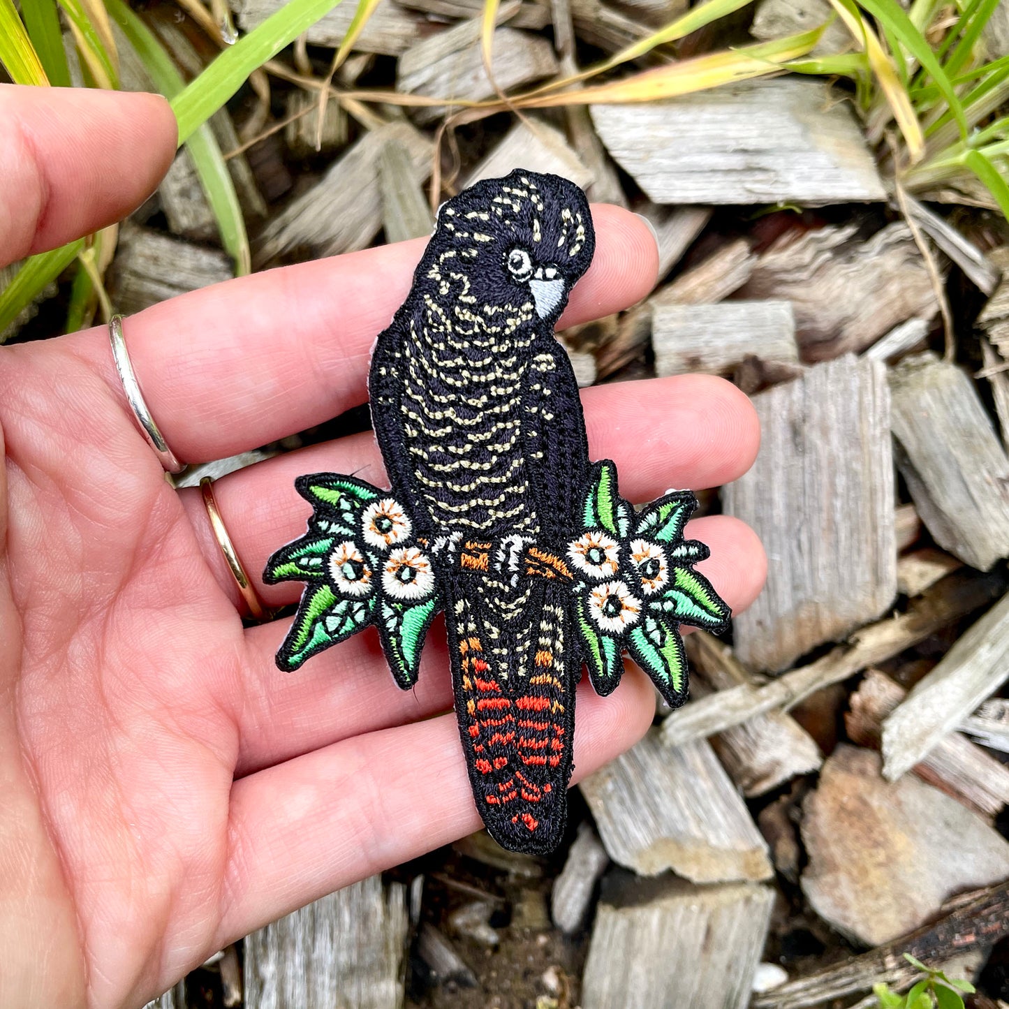 Red-tailed Black Cockatoo (Female) Embroided Iron on Patch