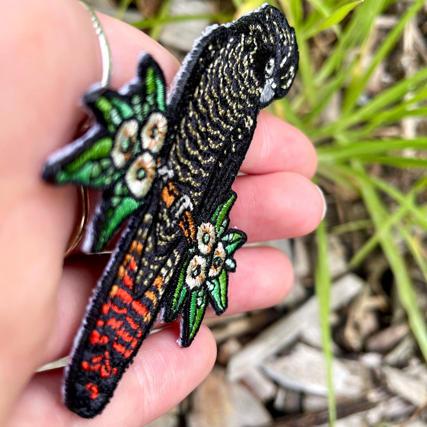 Red-tailed Black Cockatoo (Female) Embroided Iron on Patch