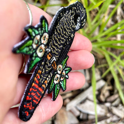 Red-tailed Black Cockatoo (Female) Embroided Iron on Patch