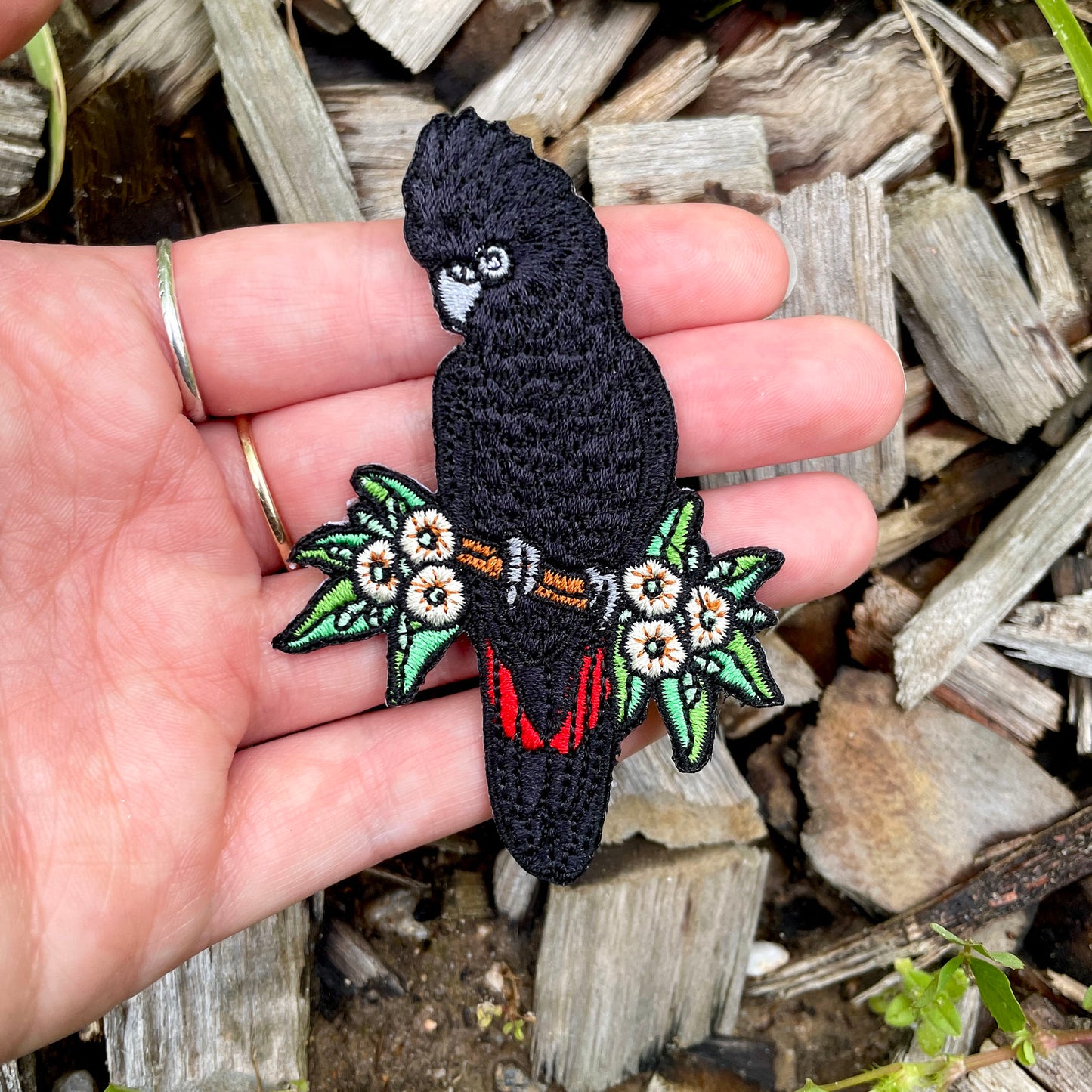 Red-tailed Black Cockatoo (Male) Embroided Iron on Patch