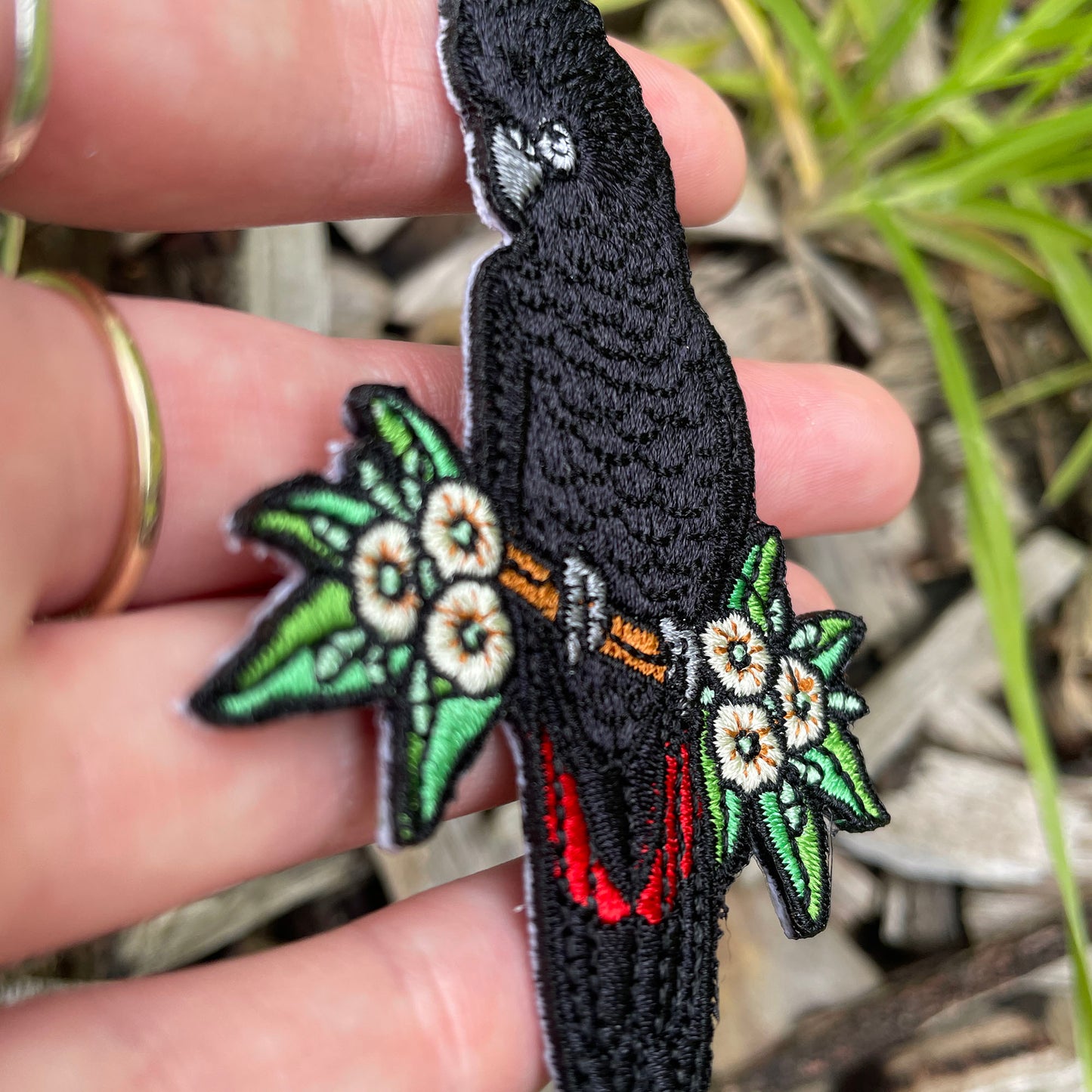 Red-tailed Black Cockatoo (Male) Embroided Iron on Patch