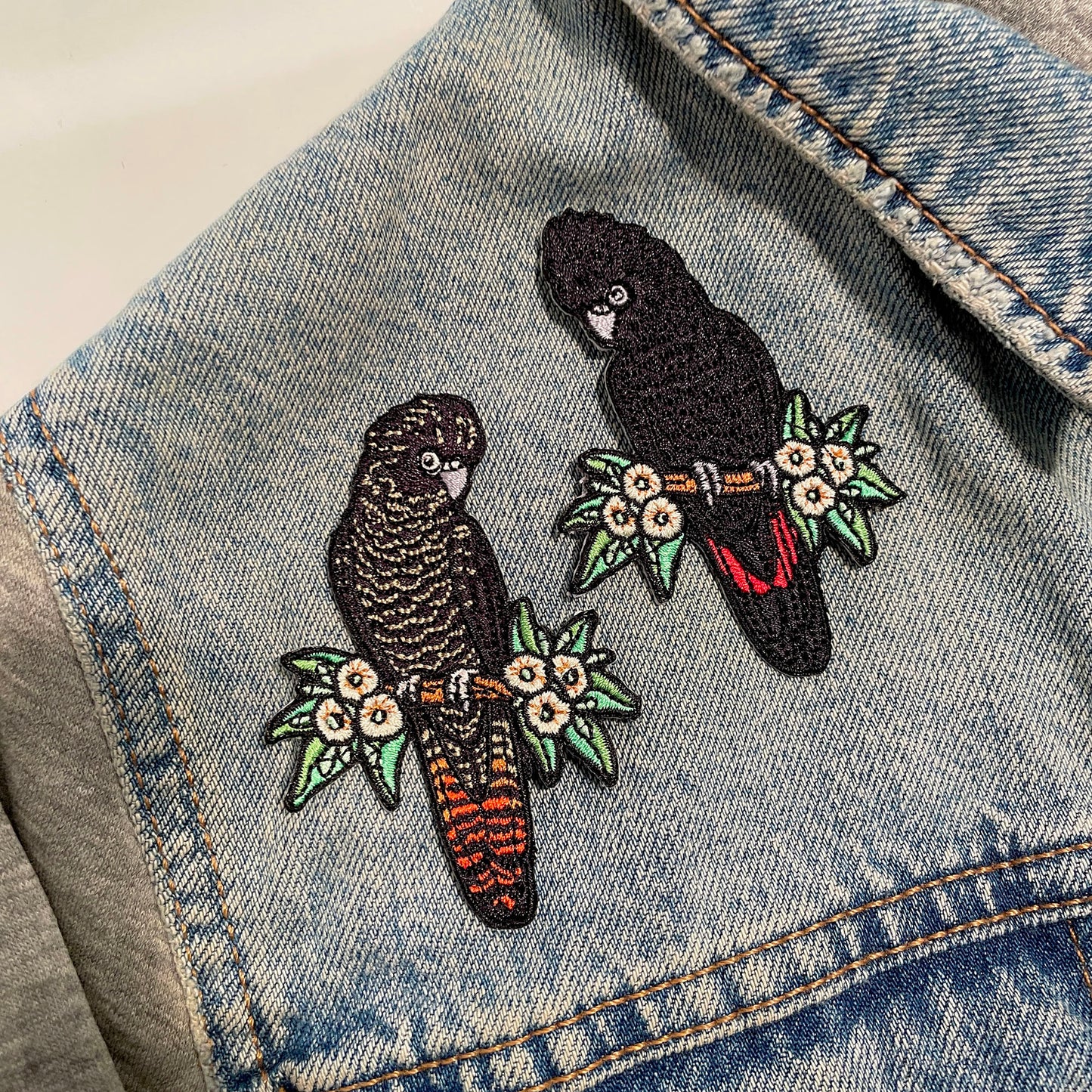 Red-tailed Black Cockatoo (Male) Embroided Iron on Patch