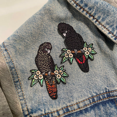 Red-tailed Black Cockatoo (Female) Embroided Iron on Patch