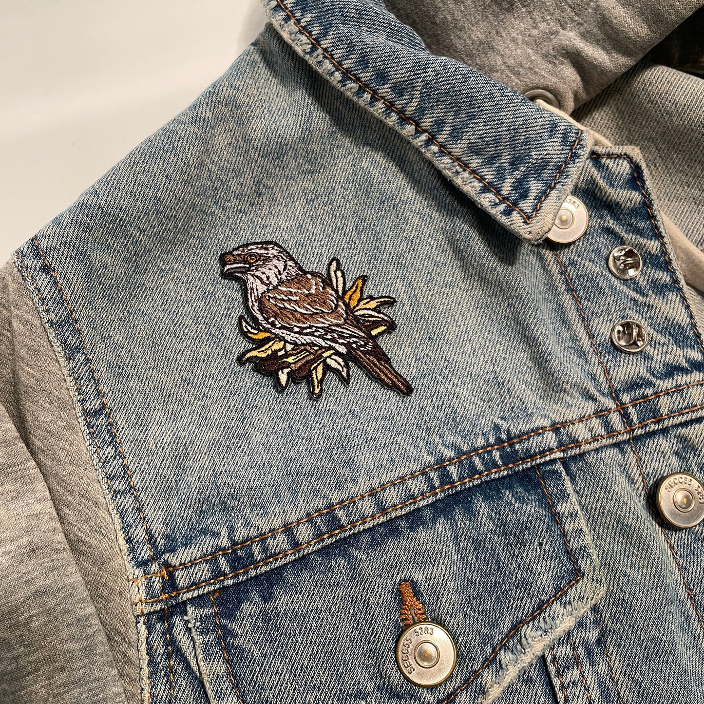 Tawny Frogmouth Embroided Iron on Patch