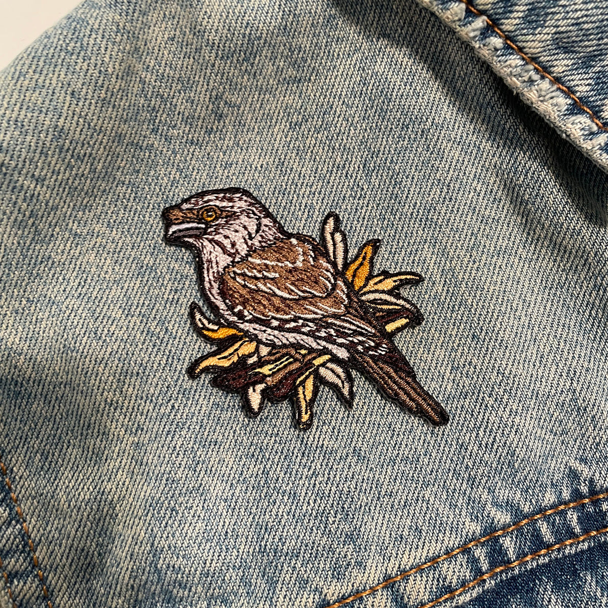 Tawny Frogmouth Embroided Iron on Patch