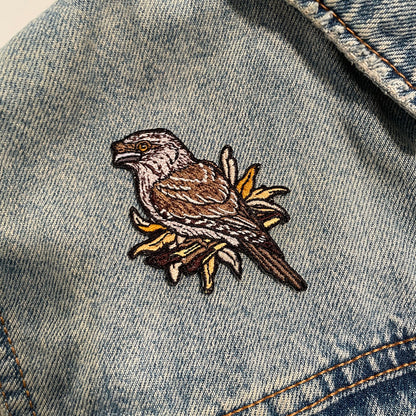 Tawny Frogmouth Embroided Iron on Patch