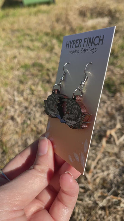 Blue Tongue Lizard Wooden Earrings