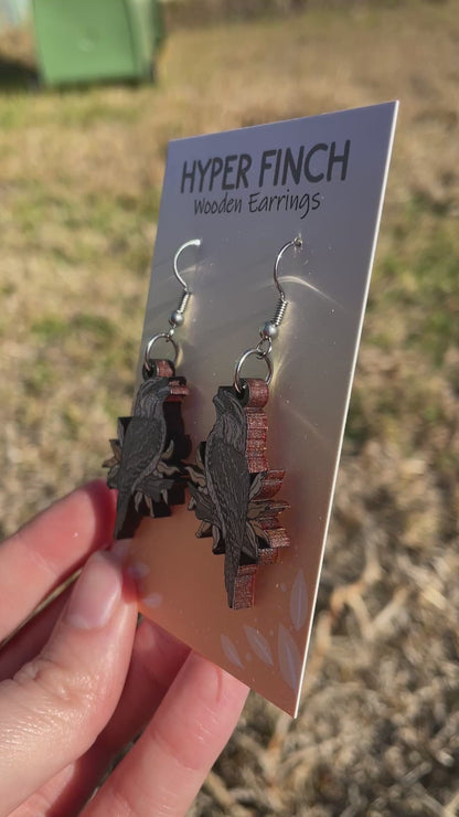 Tawny Frogmouth Wooden Earrings