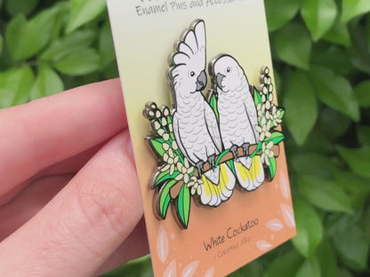 Umbrella / White Cockatoos Enamel Pin