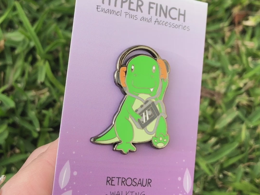 Retrosaur Walking Enamel Pin