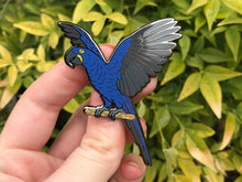 Load image into Gallery viewer, Hymie the Hyacinth Macaw Hard Enamel Pin