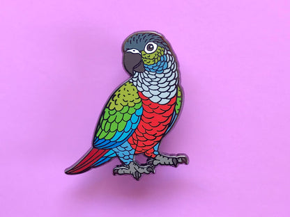 Crimson Bellied Conure Enamel Pin