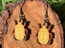 Load image into Gallery viewer, Christmas Beetle Wooden Earrings