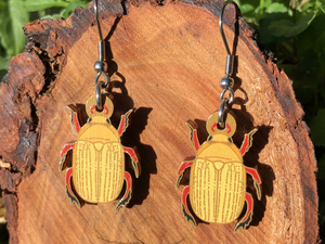 Christmas Beetle Wooden Earrings