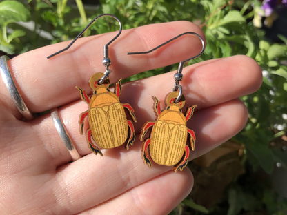 Christmas Beetle Wooden Earrings