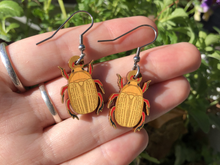 Load image into Gallery viewer, Christmas Beetle Wooden Earrings