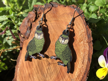 Load image into Gallery viewer, Kakapo Wooden Earrings