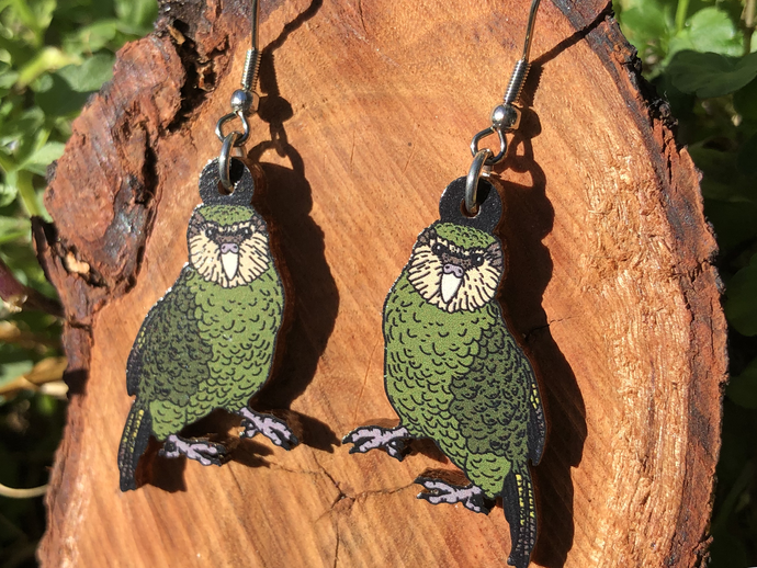 Kakapo Wooden Earrings