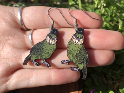 Kakapo Wooden Earrings