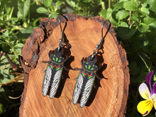 Load image into Gallery viewer, Drummer Cicada Wooden Earrings
