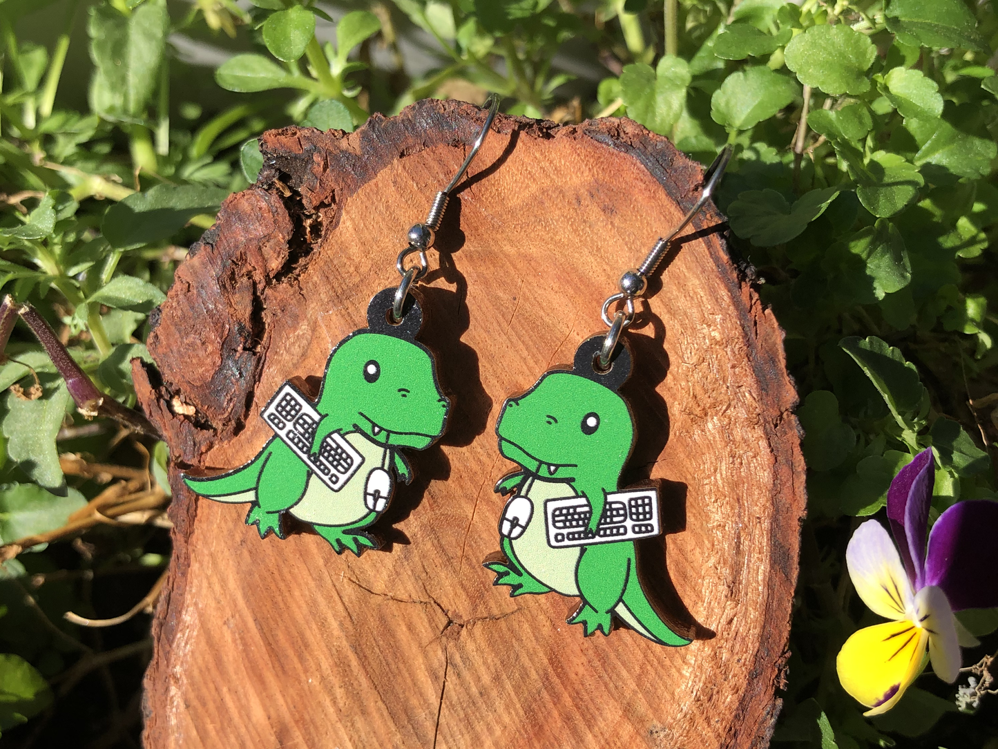 Retrosaur Computing Wooden Earrings