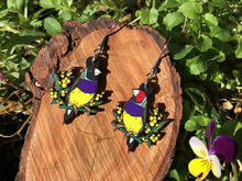 Load image into Gallery viewer, Gouldian Finch Wooden Earrings