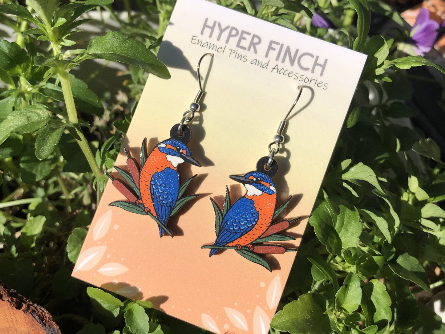 Common Kingfisher Wooden Earrings