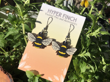 Load image into Gallery viewer, Bumble Bee Wooden Earrings