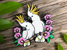 Load image into Gallery viewer, Citron-crested Cockatoos Hard Enamel Pin